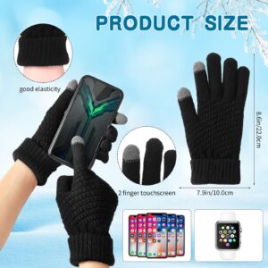 SATINIOR 6 Pieces Winter Beanie Hat Gloves Set, Knit Hat Touchscreen Gloves Soft Skull Cap Set for Women Men(Black)