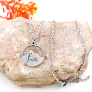 Uloveido Mustard Seed Mountain Necklace Stainless Steel Faith Pendant Inspirational Christian Baptism Religious Gift for Women Y2391