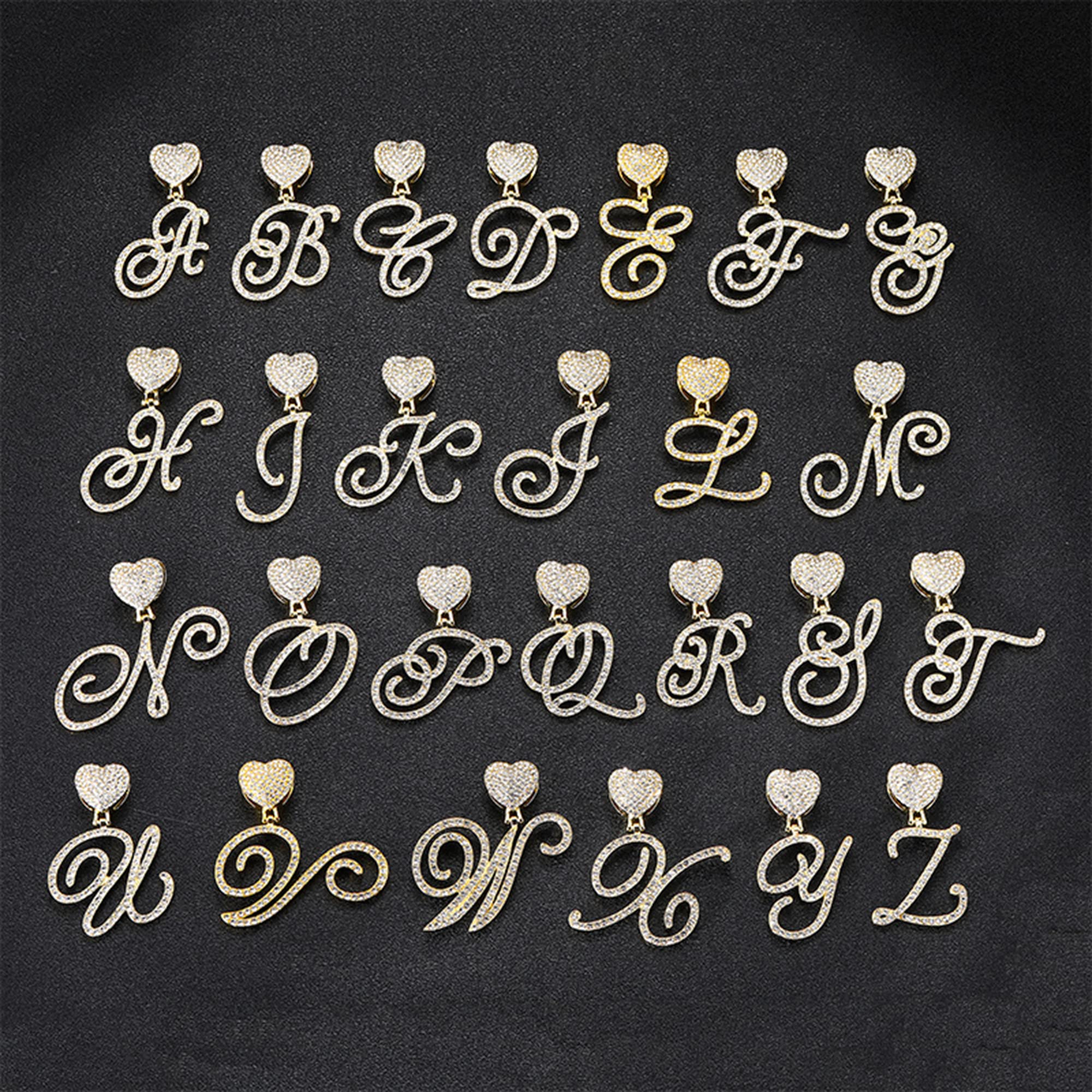 Initial Letter Keychain for Women Girl Crystal Alphabet Letter Keyring A-Z Letter Charm Gold Silver Pendant for Purse Handbag, One Size