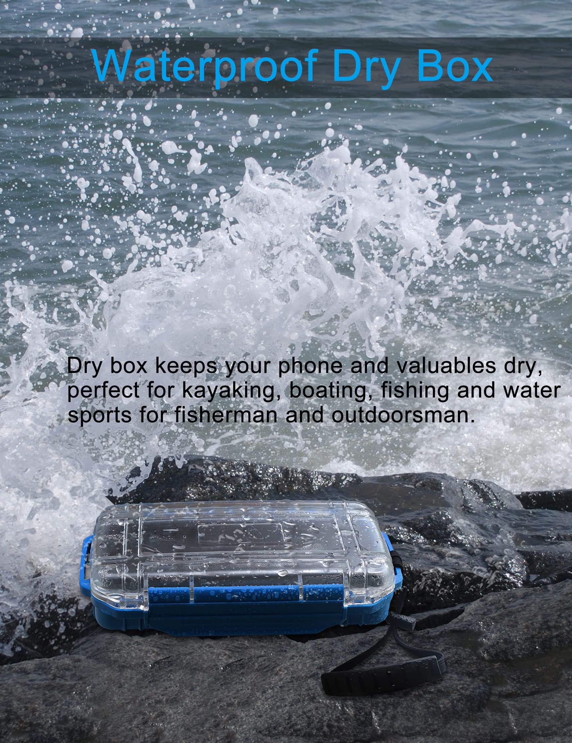 Hlotmeky Dry Box Waterproof Box for Kayaking Boat Waterproof Phone Box Small Waterproof Container Watertight Storage Box Diving Dry Case (Blue)