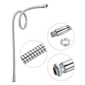 PATIKIL 23.6" Universal Gooseneck Hose, M10/M8 Fine Thread 8mm Metal Bendable Hose Flexible Arm Gooseneck Tube Extension for Multifunction DIY, Silver Tone