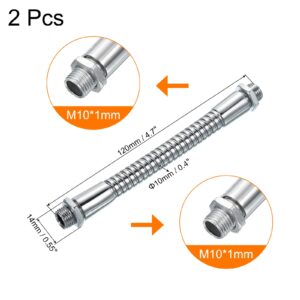 PATIKIL 4.7" Universal Gooseneck, 2Pcs M10 Fine Thread Metal Hose Flexible Arm Gooseneck Tube Extension for Multifunction DIY, Silver Tone