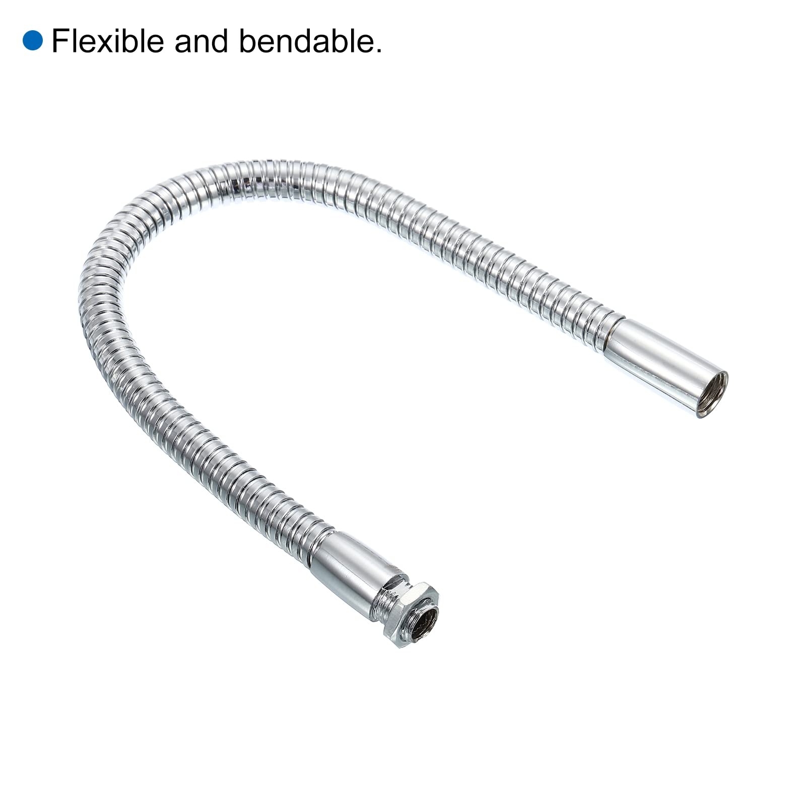 PATIKIL 11.8" Universal Gooseneck Hose, 2Pcs M10 Fine Thread Metal Bendable Hose Flexible Arm Gooseneck Tube Extension for Multifunction DIY, Silver Tone