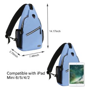 MOSISO Mini Sling Backpack,Small Hiking Daypack Travel Outdoor Casual Sports Bag, Air Blue