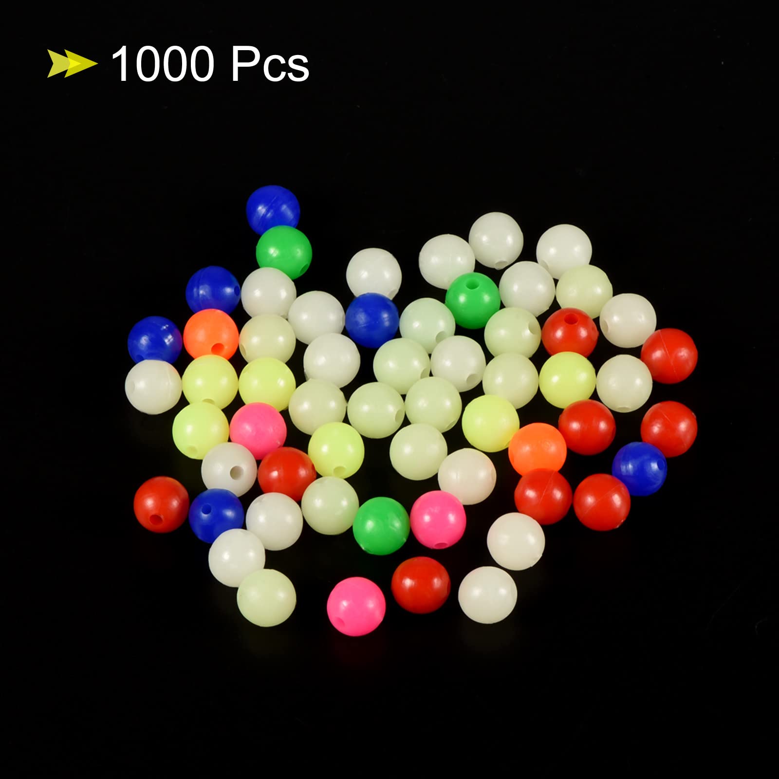 PATIKIL 8mm Fishing Beads, 1000 Pieces Plastic Fishing Bait Eggs Rig Bead Tackle Tool Round, Multicolor