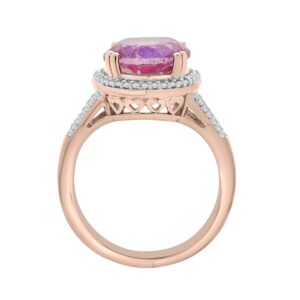 Timeless Love Pink Quartz & 1/5 CT Diamond Ring Set in Polished 14K Pink Gold over Sterling Silver, 0.83"x0.56" Ring, Statement Piece Jewelry for Women, Women’s Fashion Rings, Luxury Rings for Women