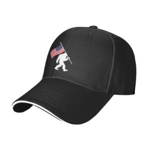 darleks dad hat american usa flags sasquatch bigfoot baseball cap for men women snapback hat aldult curved brim casquette truck hat adjustable, one size