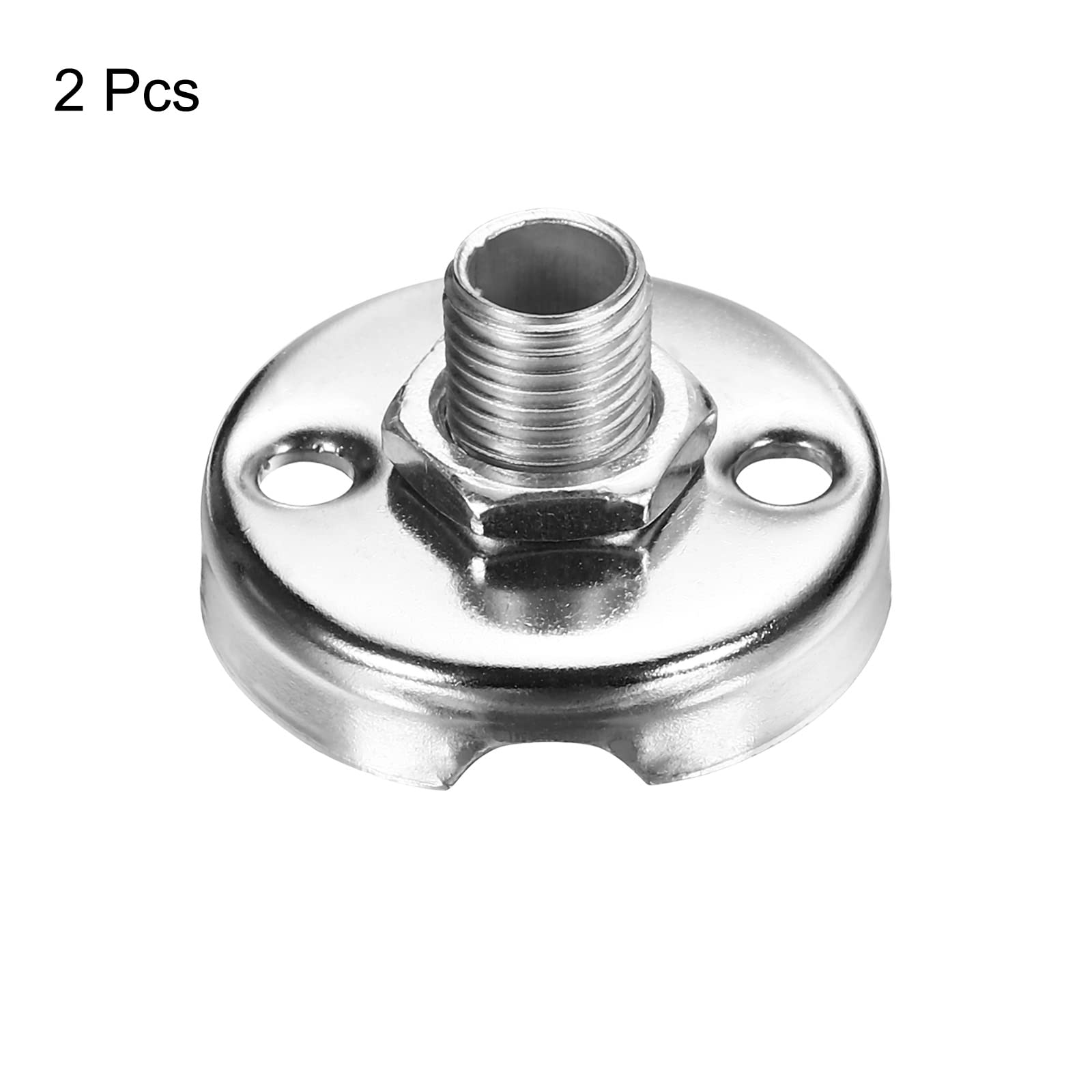 PATIKIL 0.71" Microphone Flange Mount, 2 Pack M10 Male Thread Nut Screw Round Base for Microphone Gooseneck Hose Adapter, Silver Tone