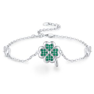 midir&etain four leaf clover bracelet 925 sterling silver st patricks day irish jewelry gifts prom crystal heart bracelet for lover women wife