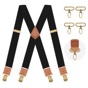 mendeng suspenders for men hook-clips convertible mens suspenders for jeans heavy duty swivel belt loop braces black