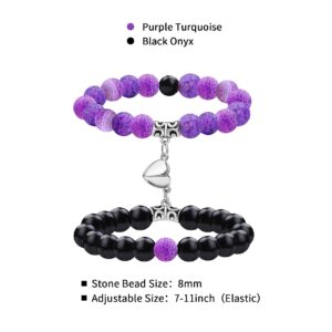 GIEIWIW Magnetic Bracelets for Couples Love Bracelets Distance Natural Beaded Bracelet Purple