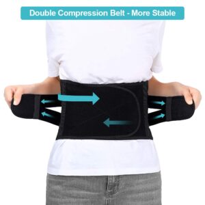 Adjustable Lumbar Belt, Waist Belt with Curved Aluminum Strips, Breathable Mesh Panels Dual Adjustable Hook and Loop Closure for Herniated Disc, Sciatica Pain Relief and Injury Prevention (Black M)