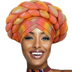 woeoe beanie cap head wrap double braid pre-tied head scarf twisted stretchy african head turban for women and girls