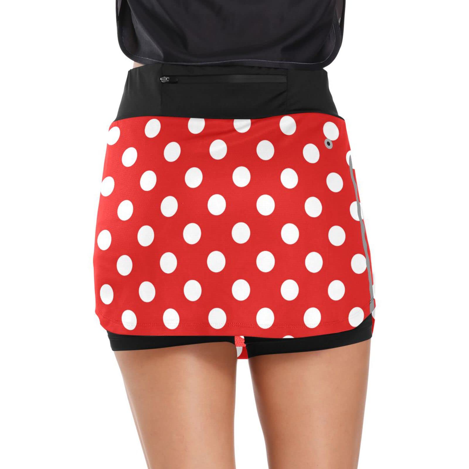 Polka Dot Red Woman Tennis Skirts with Pockets Athletic Golf Skorts Quick Dry Workout Running Hiking Skorts Skirts, X-Large Short