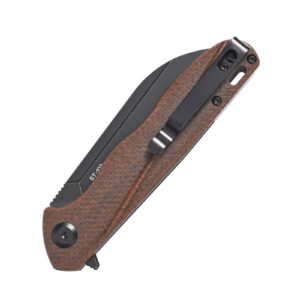 Sitivien ST103 Folding Knife, D2 Steel Blade,Micarta Handle EDC Tool Knife for Outdoor, Camping, Hunting, Survival(Brown)