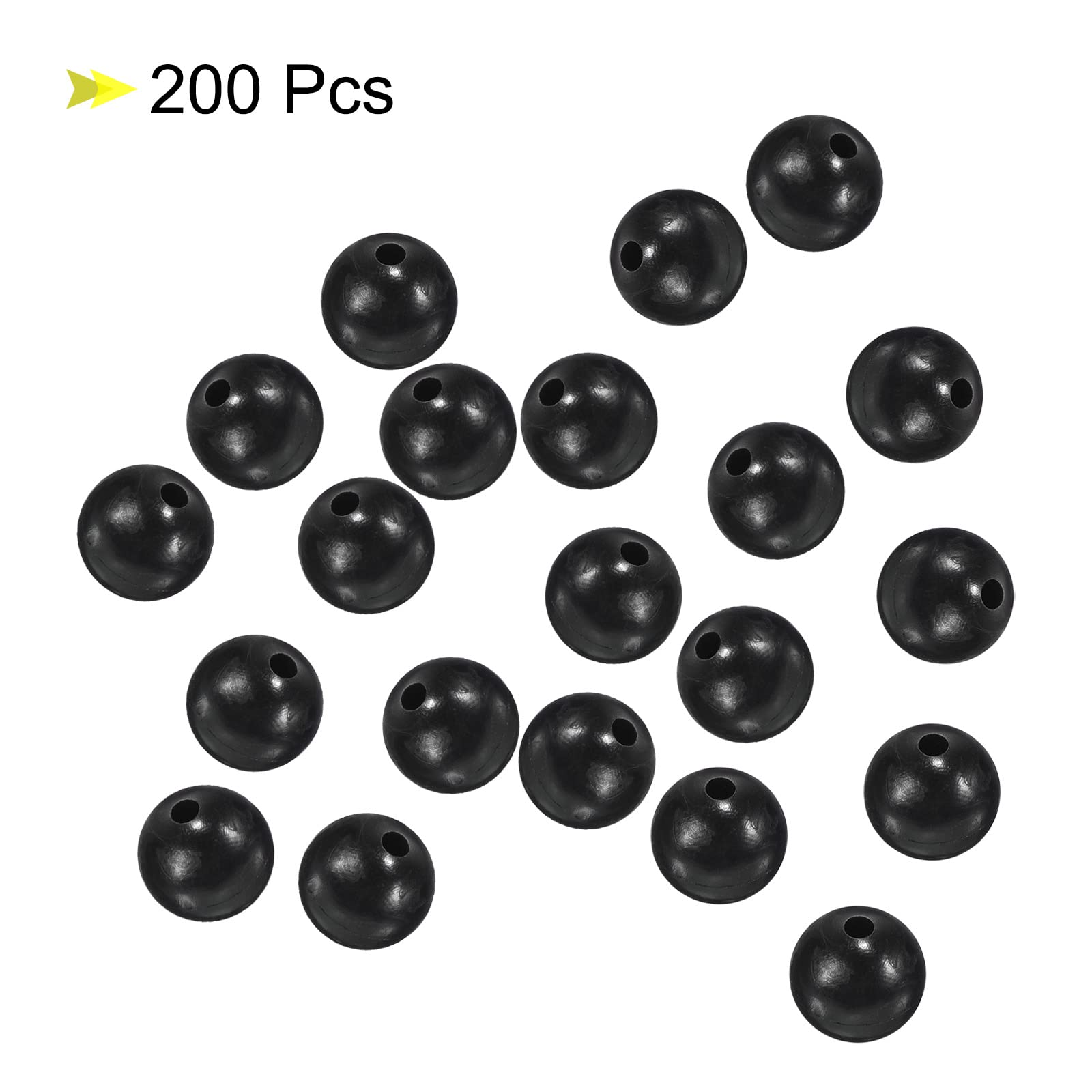 PATIKIL 7mm Fishing Beads, 200 Pieces Soft Plastic Fishing Bait Eggs Rig Bead Tackle Tool Round, Black