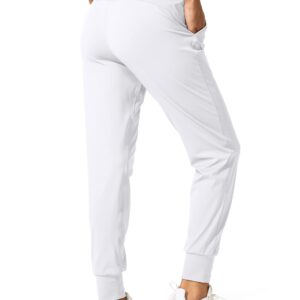 SANTINY Women's Joggers Pants Pockets Drawstring Running Sweatpants for Women Lounge Workout Jogging(White_L)