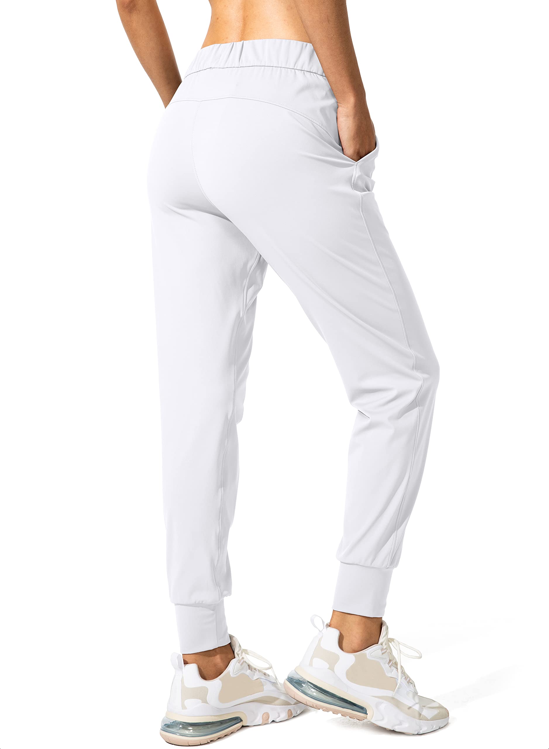 SANTINY Women's Joggers Pants Pockets Drawstring Running Sweatpants for Women Lounge Workout Jogging(White_L)