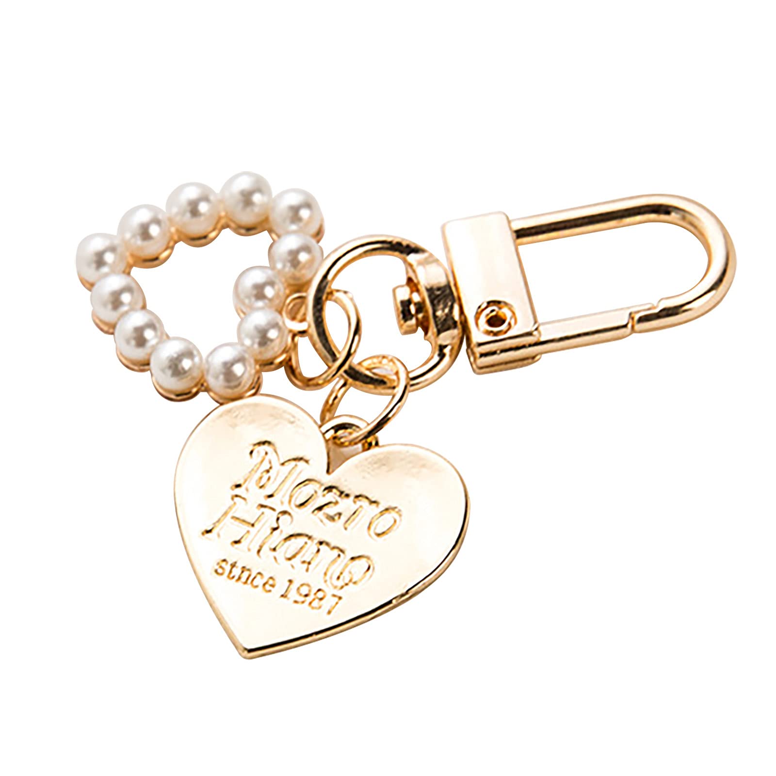 Pendant Handbag Rhinestones Keychain Keyring Shell Purse Charm Crystal Pearl Keychains Car Ring (B-`, One Size)