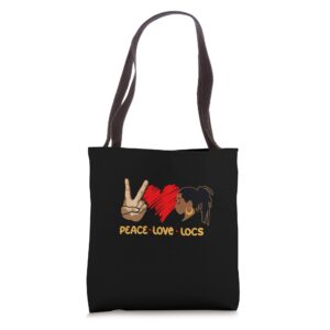 peace love and locs hair hair fashion loc'd tote bag