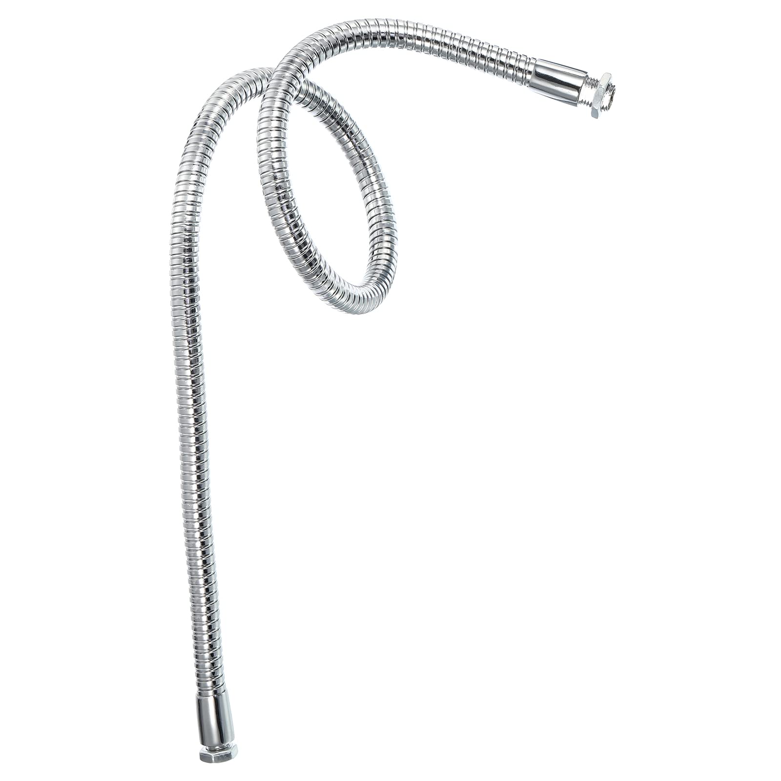 PATIKIL 23.6" Microphone Gooseneck, M10/M8 Fine Thread Metal Universal Hose Flexible Arm Gooseneck Tube Extension for Multifunction DIY, Silver Tone