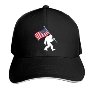 DARLEKS Dad Hat American USA Flags Sasquatch Bigfoot Baseball Cap for Men Women Snapback Hat Aldult Curved Brim Casquette Truck Hat Adjustable, One Size