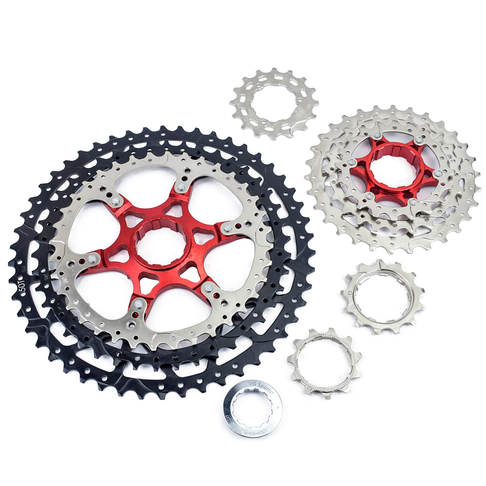 VG SPORTS 8/9/10/11/12 Speed Ultra-Light Bike Cassette for Mountain Bike 11-40T/11-42T/11-46T/11-50T/11-52T MTB Cassette Lightweight Aluminum Bracket Cassette