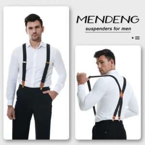 MENDENG Suspenders for Men Hook-Clips Convertible Mens Suspenders for Jeans Heavy Duty Swivel Belt Loop Braces Black