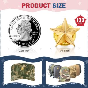 Fumete 100 Pcs Star Pins Bulk Star Badge Lapel Pins Star Brooches for Labor Day Veterans Day Memorial Day Party Costume Decor(Gold)