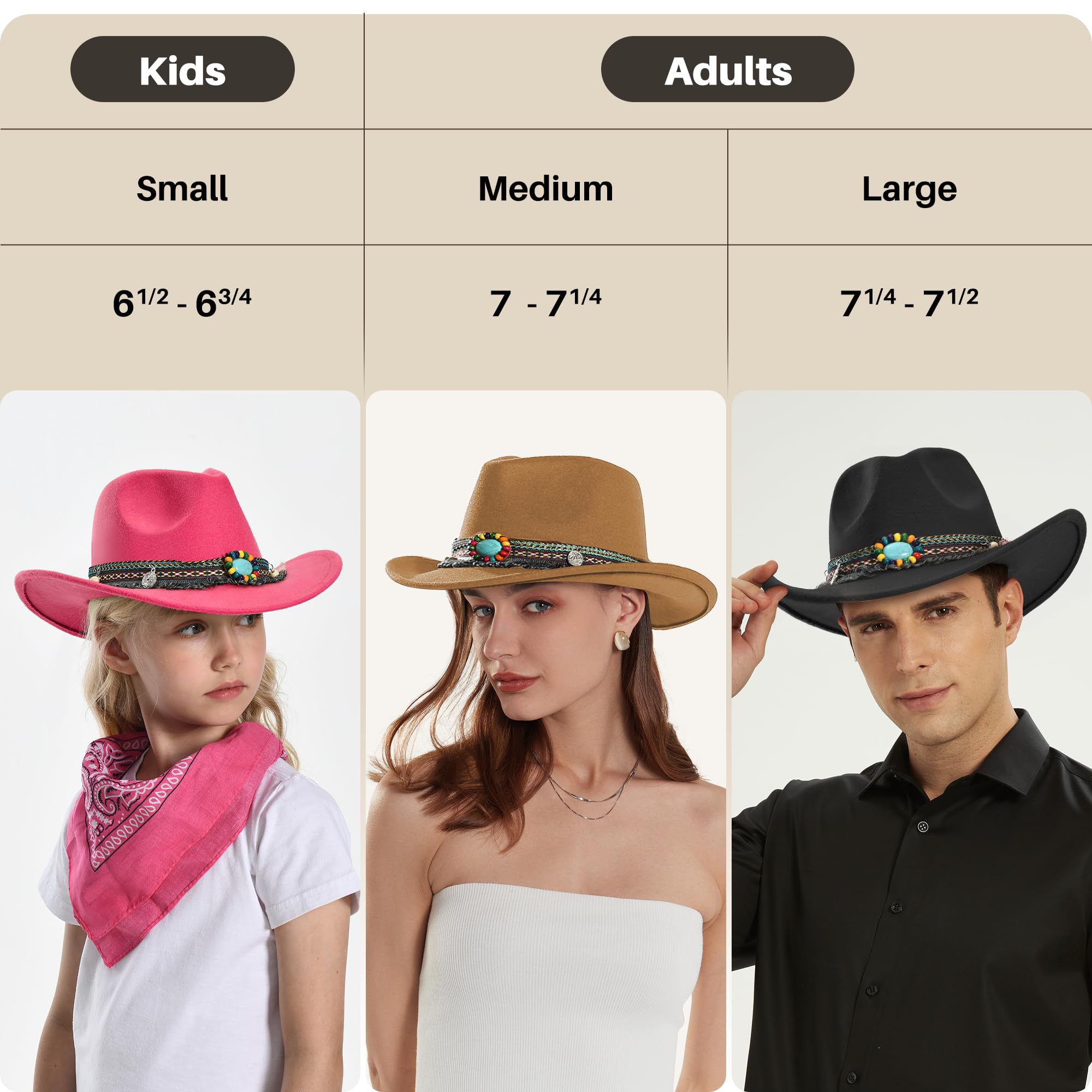 jingsha Cowboy Hat for Men Western Felt Cowgirl Hat with Belt for Men Women