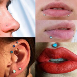 Aumeo 16G Clear Lip Labret Piercing Retainers Flexible Bioflex Acrylic Opal Labret Monroe Lip Ring Studs Ear Tragus Helix Cartilage Conch Piercing 6mm 8mm 10mm 12mm