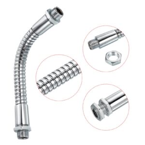 PATIKIL 4.7" Universal Gooseneck, 2Pcs M10 Fine Thread Metal Hose Flexible Arm Gooseneck Tube Extension for Multifunction DIY, Silver Tone