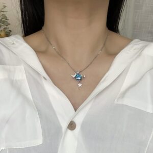 Harlermoon To My Beautiful Granddaughter Necklace Cubic-Zirconia Moon and Star Necklace For Granddaughter Birthday Graduation Gift (to my granddaughter)