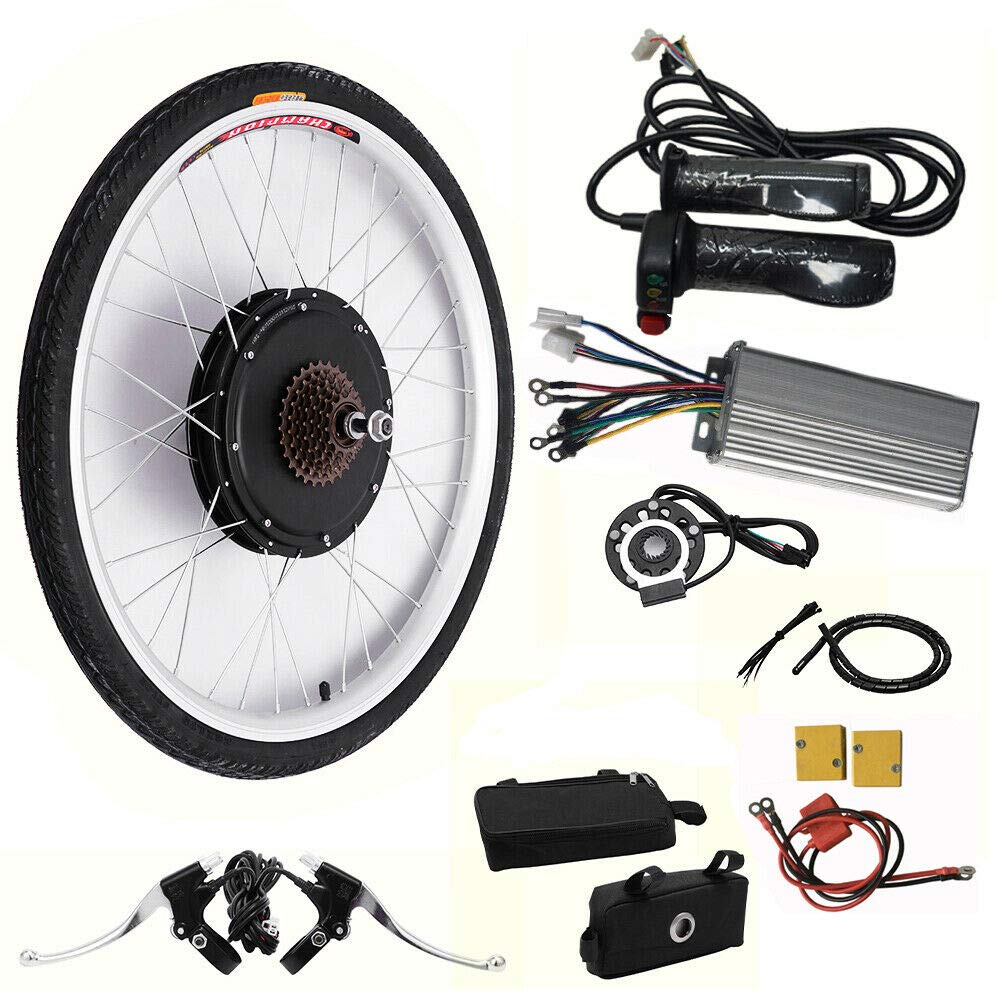 Electric Bike Conversion Kit, 48V 1000W/ 36V 350W/ 36V 250W E-Bike Conversion Kit Front/Rear Wheel Electric Bicycle Motor Kit Bike Hub Motor for 26"/20" Bike (48V 1000W Rear Wheel for 26")