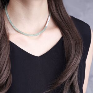 COAI Heishi Howlite Green Aventurine Stone Beaded Choker Necklace for Women