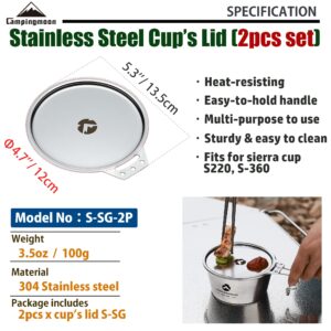 CAMPINGMOON 304 Stainless Steel Plate Lid for Sierra Cup φ12cm S-SG (2pcs set)