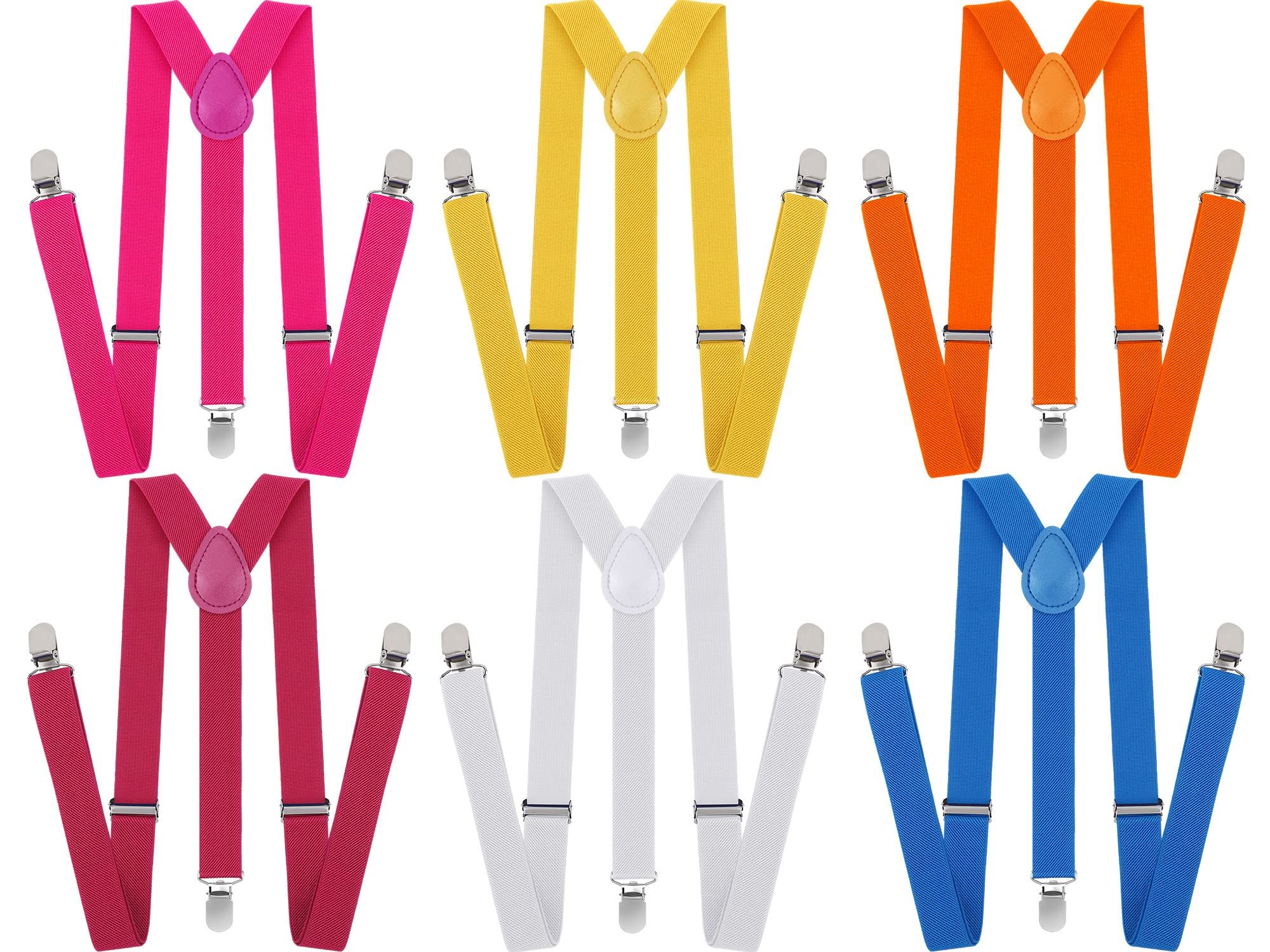 Handepo 6 Pcs Adjustable Y Back Style Suspenders Elastic Suspenders with Metal Clip for Pants Unisex Multicolour Suspenders 1 In Wide (Classic Color)