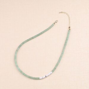 COAI Heishi Howlite Green Aventurine Stone Beaded Choker Necklace for Women