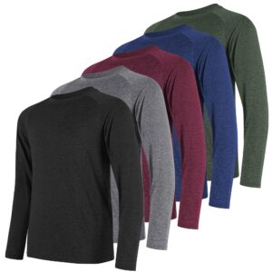 ce' cerdr 5 pack long sleeve shirts for men quick dry moisture wicking sun protection mens long sleeve tee shirts for workout running