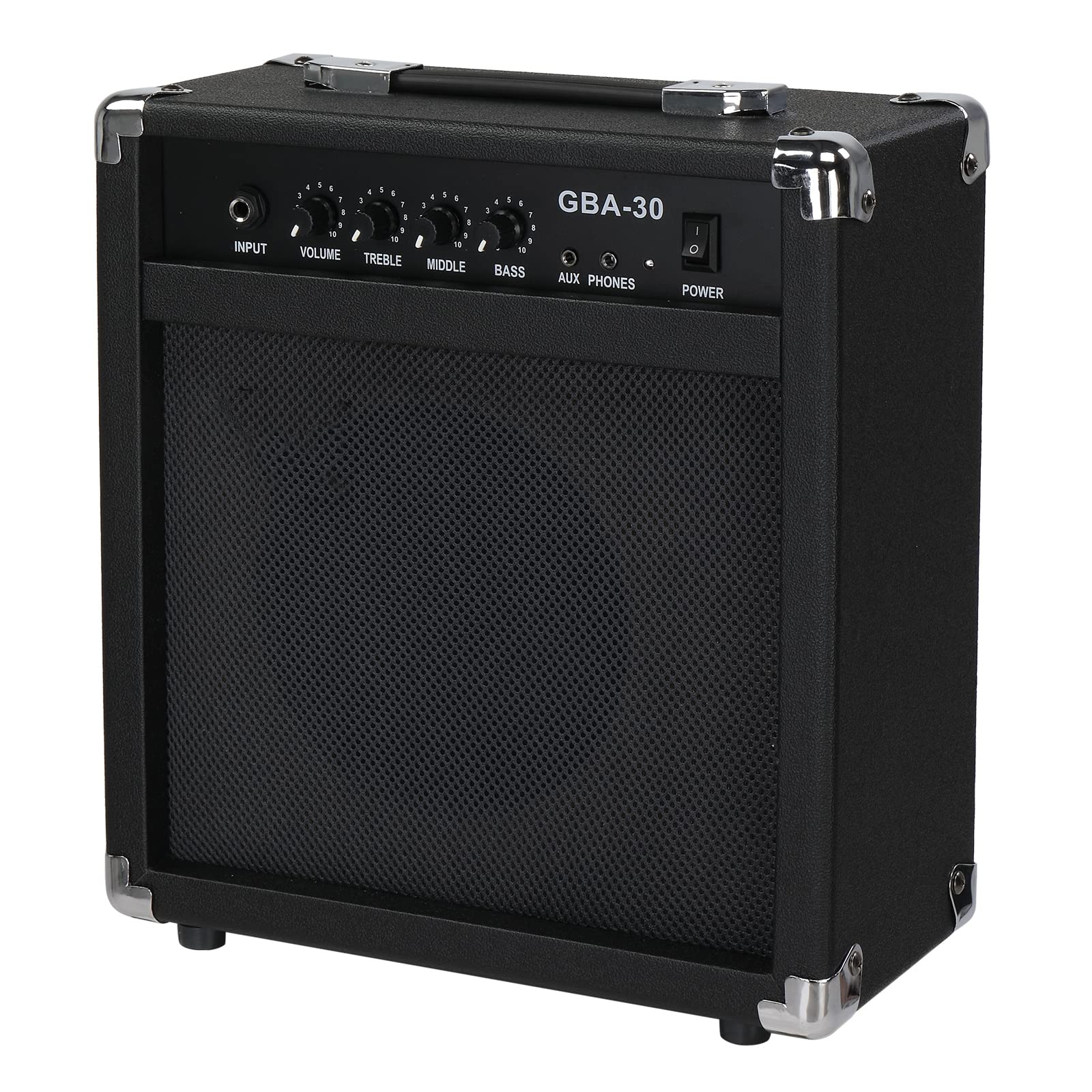 Ktaxon 30Watt Electric Bass Amp with Retractable Handle, Practice & Performance Bass Guitar Amplifier W/ 8" Speaker, 4 Buttons, 1/8" Auxiliary Input - Black