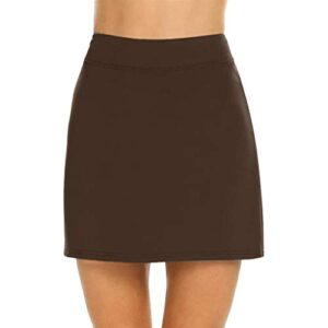 Women Pleated Tennis Skirt Shorts High Waisted Athletic Golf Skorts Workout Sports Yoga Womens Skirt Suit D-Brown