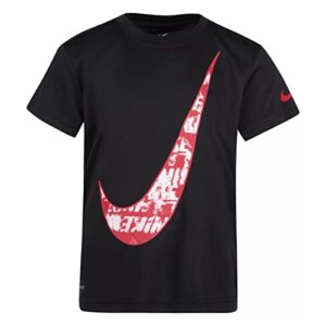 nike little boys dri-fit logos active tee (black(86j143-023)/r, 6 years)