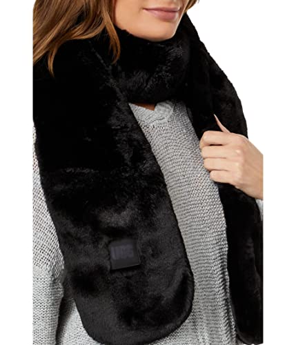 UGG Oblong Faux Fur Scarf Black One Size