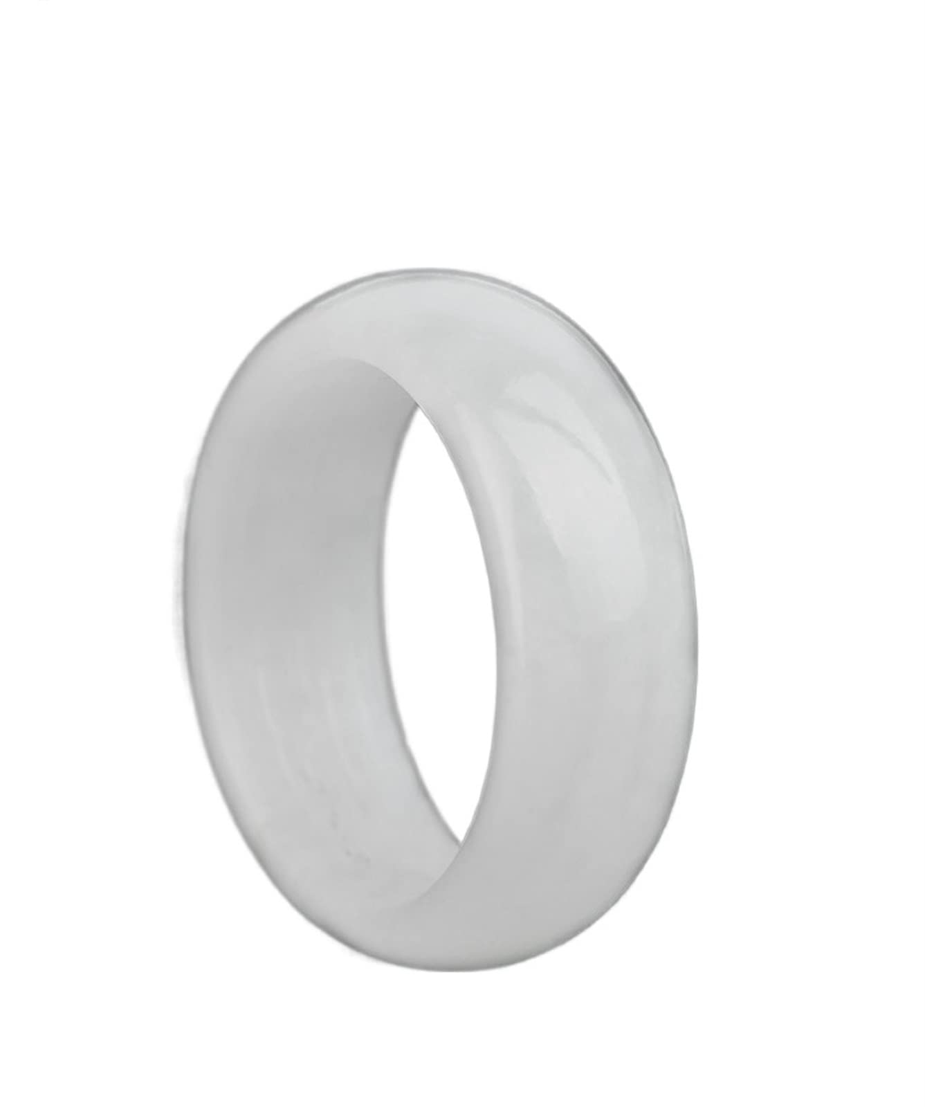 Oligage Natural Hetian White Jade Rings Jewelry Gemstone Band Ring Jade Stones for Women Men Jewellery Rings Natural Stone Jewelry (Ring Size : 6)