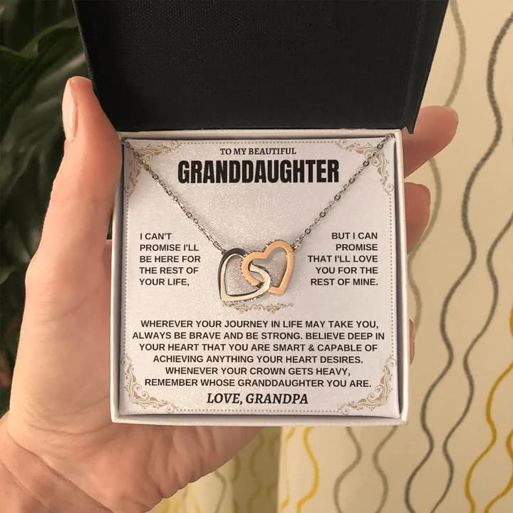 Granddaughter Necklace,Granddaughter Gifts From Grandpa Grandma, Granddaughter birthday Card Gifts To My Granddaughter Graduation Pendant Jewelry with Message Card and Gift Box, Metal, Cubic Zirconia