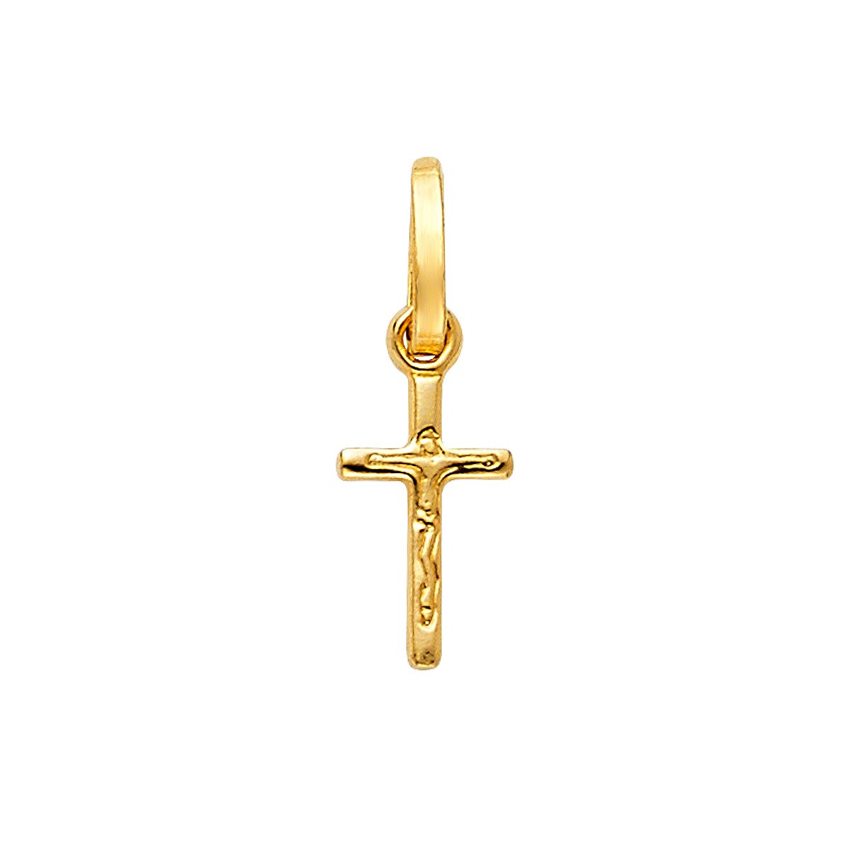 TGDJ 14KY Crucifix Cross Religious Pendant | 14K Yellow Gold Christian Jewelry Jesus Pendant Locket For Women Men | 13 mm x 8 mm Gold Chain Pendants | Weight 0.5 grams