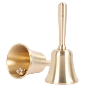 Traditional Style Hand Bell,Kids and Adults Game Call Bell,Extra Loud Solid Brass Handbells use for School, Church, Hotel, Christmas and Wedding Service