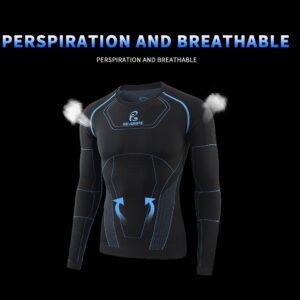 SEARIPE Mens Thermal Underwear, Ski Base Layer - Long Sleeve Compression Tops & Long Johns Bottom Sets Quick Drying (SE111,M-BK,S)