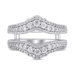 PVN Jewels 925 Sterling Silver Round CZ V Wrap Ring Guard Enhancer Rings Set Wedding Anniversary for Women 7.5