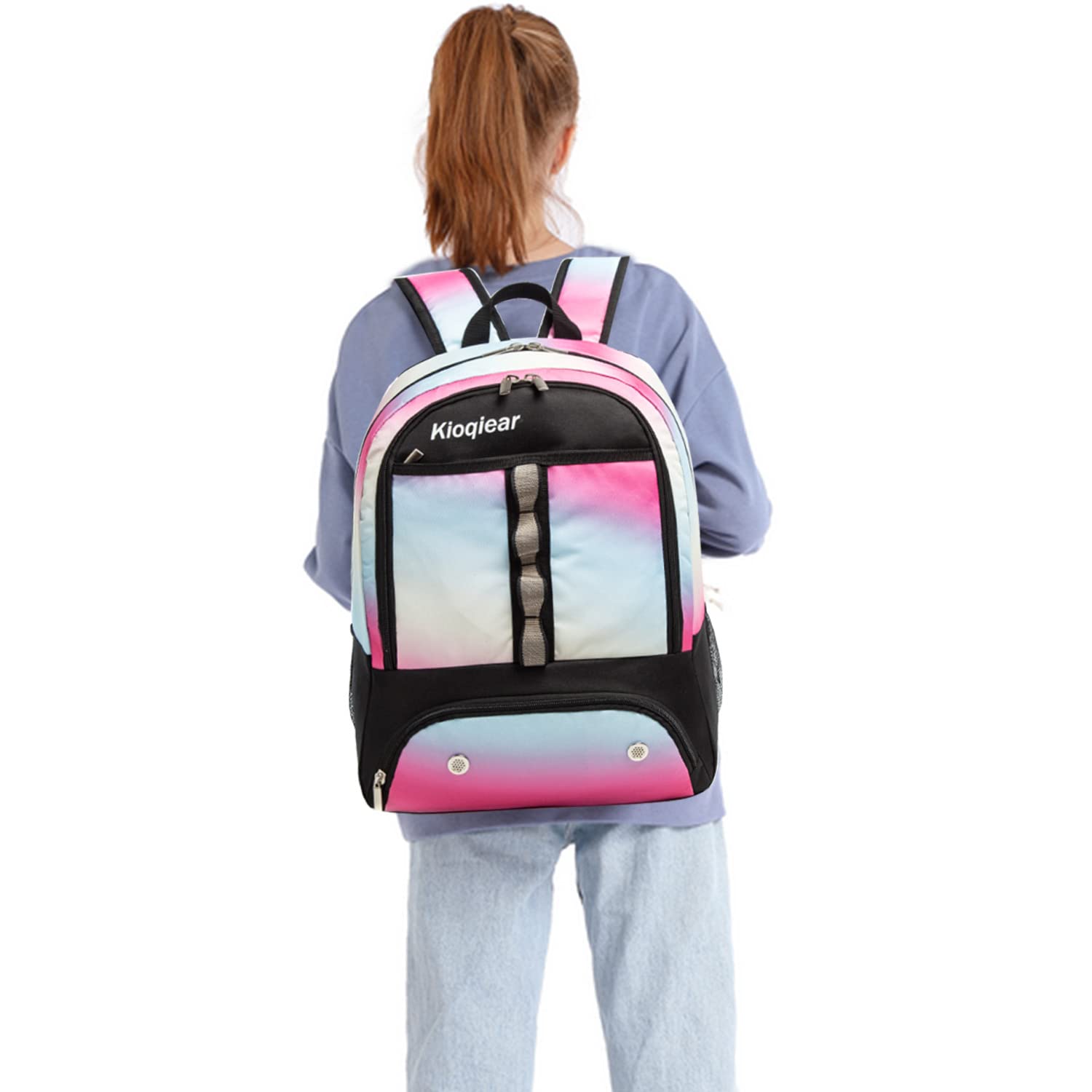 Kioqiear Soccer Bag,Soccer Backpack for Basketball & Volleyball & Football,Sports Bag with Ball Compartment.(PINK)